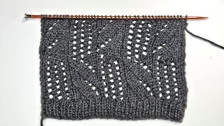 Lace Stitch Pattern for Knitting Garments Follow Along Knitting Instructions [upl. by Mailliw478]