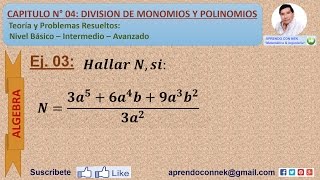 división de monomios y polinomios  ejercicio 03 [upl. by Isus]