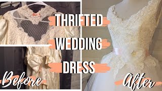 THRIFTED WEDDING DRESS MAKEOVER  DIY Wedding Dress  Haylie Michelle [upl. by Damiano]