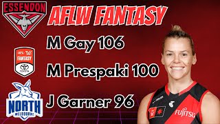 Essendon Bombers vs North Melbourne Kangaroos AFLW Fantasy Game Review 2024 [upl. by Martina]