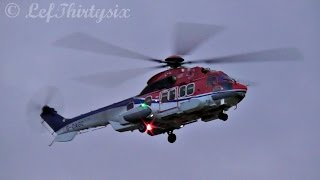 HD EC225 Super Puma CHC landing taxiing amp take off at Brindisi Airport [upl. by Kirk]