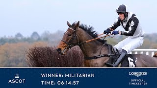 Militarian Wins The inthepaddockcouk Handicap Chase [upl. by Aleyam975]