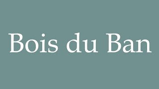 How to Pronounce Bois du Ban Correctly in French [upl. by Unders]