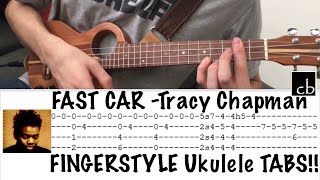 FAST CAR Tracy Chapman FINGERSTYLE Ukulele TUTORIAL [upl. by Gredel]