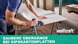 Kantenhobel Saubere Übergänge zwischen zwei Gipskartonplatten  wolfcraft [upl. by Allina]