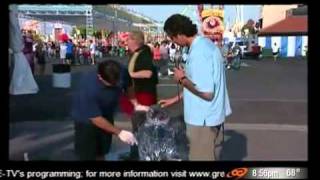 TV reporter knocks over ice sculpture [upl. by Heins]