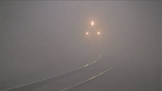 Freight Train Emerges From HEAVY Fog Must See HD [upl. by Olli104]