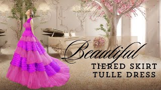 Beautiful Tiered Skirt Tulle Dress  Making a Long Prom Dress Formal Evening Gown [upl. by Aleyam]