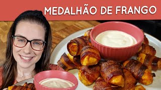 Frango com bacon assado no forno ou na airfryer  Medalhão de frango com bacon [upl. by Lebam]