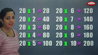 Table of 20 in Hindi  20 का पहाड़ा  Multiplication Tables Hindi  Learning Video  Pebbles Hindi [upl. by Nosille]