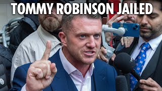 Tommy Robinson jailed for 18 months over false claims about Syrian refugee in film shown at protest [upl. by Ellainad]