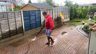 Pressure washing block pavers in England A yearly chore Not seen in sunny climates [upl. by Krystin260]