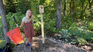 Installing A Blue Bird House From My Father In Law amp Planting Red Wax Begonias In My Island Bed [upl. by Avihs]