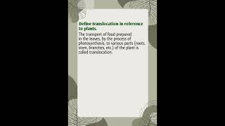 Define translocation in reference to plants [upl. by Akela]