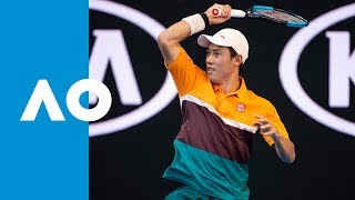 Awesome Outrageous rally in Nishikori v Carreno Busta  Australian Open 2019 [upl. by Akcimehs]