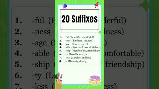 16 Common Suffixes  Suffixes list  English Grammar  The Study Corner  suffixes shorts [upl. by Dawna]