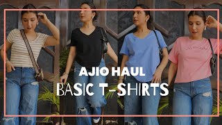 Ajio affordable tshirt haul  Tshirts starting  ₹150 🤩  AJIO BIG BOLD SALE HAUL [upl. by Aitsirk]