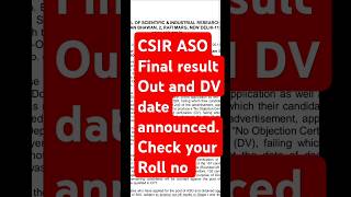 csir so aso result 2024 csir aso result 2024 csir aso mts kdconversation [upl. by Haldis]