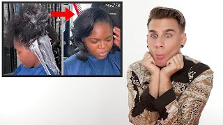 Hairdresser Reacts To Relaxer Treatment Satisfying [upl. by Curzon254]