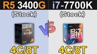 Ryzen 5 3400G Vs i77700K  1080p and 1440p Gaming Benchmarks [upl. by Nelia919]