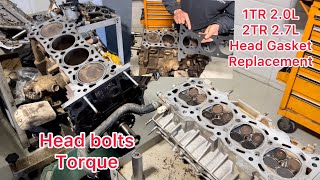 1TRFE Cylinder Head Gasket Replacement And Bolts Torque  Cylinder Head Reassembly Of Toyota Hilux [upl. by Keldah]