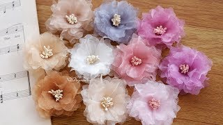 DIY Organza Flower  Organza Fabric Flower Tutorial [upl. by Tnayrb]