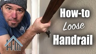 How to Secure handrail how to tighten a loose railing Easy [upl. by Gem]