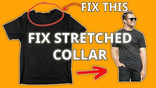 Easy hacks fix stretched tshirt neckline collar no sew 👕 [upl. by Pomcroy267]