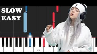 Billie Eilish  Listen Before I Go SLOW EASY PIANO TUTORIAL [upl. by Eelessej]