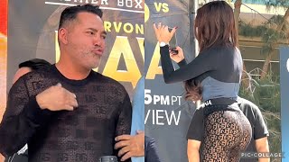 OSCAR DE LA HOYAS GF HOLLY SONDERS STEALS THE SHOW AT THE GERVONTA DAVIS VS RYAN GARCIA WEIGH INS [upl. by Hasila]