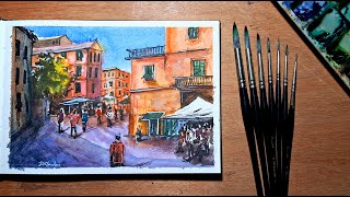 A easy cityscape watercolor painting  Landscape watercolor painting  Landscape painting art [upl. by Ainesey]