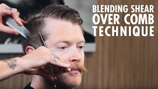 Mens Haircut Technique Blending Shear Over Comb [upl. by Liemaj604]