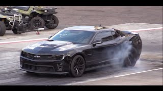 ZL1 Chevy Camaro vs Camaro SS Drag Race [upl. by Aitan]