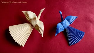 Tutorial  How to make an Origami Crane bird easily  DIY paper bird [upl. by Battista]