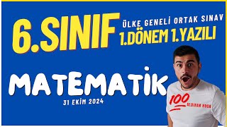 6 Sınıf Matematik 1 Dönem 1 Yazılı ORTAK SINAV ❗� Çıkabilir 2024 [upl. by Enilrae554]