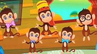 FIVE LITTLE MONKEYS JUMPING ON THE BED  WITH ACTIONS BEST NURSERY RHYME SONG FOR KIDS 5 [upl. by Shotton]