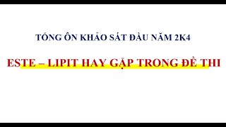 TỔNG ÔN ESTE LIPIT KHẢO SÁT ĐẦU NĂM CHO 2K4 [upl. by Grim]