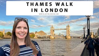 THAMES WALK IN LONDON  Thames Path  Embankment  South Bank  Tower Bridge  London Eye  Big Ben [upl. by Andel]