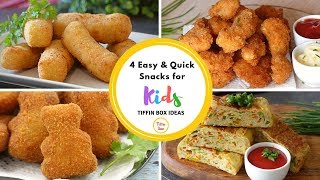 4 Quick amp Easy Snacks Recipe for Kids Tiffin Box  Kids Lunch Box Ideas [upl. by Griffith]