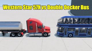 Western Star 57X vs Double Decker Bus  Relaxing BeamNG Drive Crash Test [upl. by Atsugua]