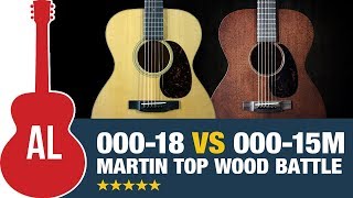 Martin 00018 vs 00015M Spruce vs Mahogany Top Wood Battle [upl. by Irita]