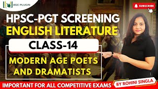 HPSC PGT SCREENING 2024  English Literature  MODERN AGE POETS AND DRAMATISTS  Class14 hpscpgt [upl. by Yaf]