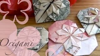 Origami MeiIris Dollar Heart Tutorial [upl. by Yatnoed]