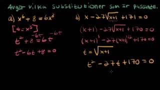 Lösa ekvationer med substitution Matte 2 3 [upl. by Aihtennek197]