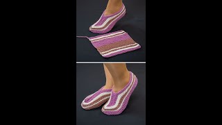 Simplest and fastest knitted slippers Everyone can do it Miarti🧶 [upl. by Old867]