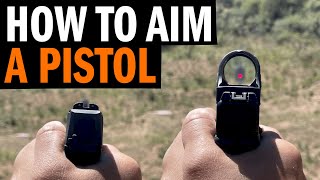 How To Aim A Pistol Using Iron Sights Or A Red Dot [upl. by Weissberg]