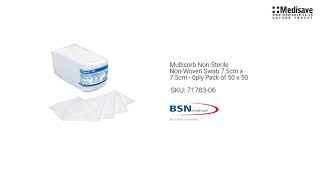 Multisorb Non Sterile Non Woven Swab 7 5cm x 7 5cm 6ply Pack of 50 x 50 71783 06 1920x1080 [upl. by Mosnar]