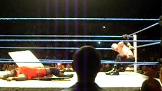 WWE LAREDOTexas KANE CHOKESLAMS MARK HENRY ON TABLE [upl. by Anrym]