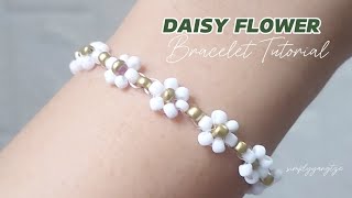 Easy Daisy Flower Beaded DIY Bracelet Tutorial [upl. by Jenks]