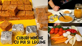 Cuburi Minune cu pui și legume la cuptor  concentrate congelate pentru supă ciorbă  Savori Urbane [upl. by Orth]